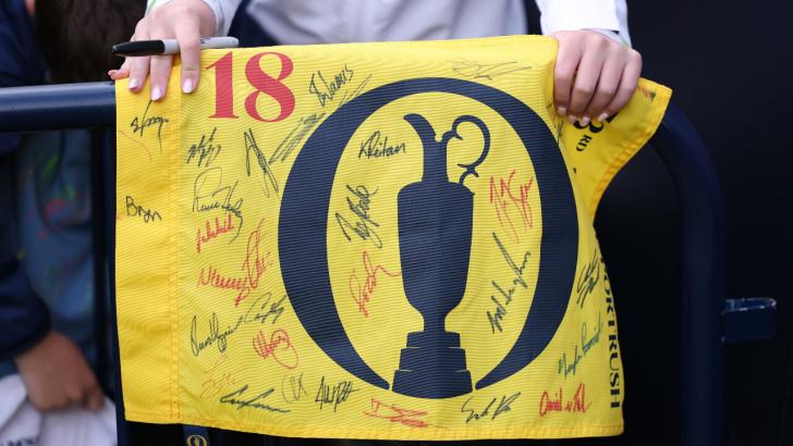 An autographed Open flag